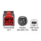85489 - PoweredUSB Kabel St. 24 V zu USB Typ-B St. + Hosiden Mini-DIN 3 Pin St. 3 m für POS Drucker