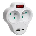 MCE336 - Maclean Current Outlet, Steckdosensplitter mit 2 Ausgängen und USB A/C 2.4A, Typ E, 2x16A, E