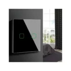 MCE703 - Maclean touch light switch, double, glass, black with square backlight button