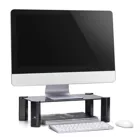 MC-934 - Maclean Monitorständer höhenverstellbarer Bildschirmständer Laptopständer Monitorregal aus gehärtetem Glas Laptop-Monitorständer bis zu max. 20kg