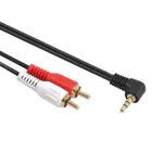 MCTV-824 - MacLean mini jack audio cable 3.5 mm male 2xRCA stereo black 1m gold plug angled 90° to 2 RCA cable