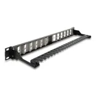 67042 - 19 Keystone patch panel 24 port angled with relief rail black