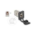 67061 - Delock D-Typ RJ45 Einbaubuchse Kupplung Cat.6A STP mit Schutzkappe IP66 staub-