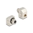 60685 - Delock M12 adapter X-coded 8 pin female to RJ45 female Cat.6A STP metal