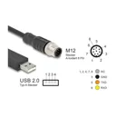 64257 - Delock M12 Serielles Anschlusskabel mit FTDI Chipsatz, USB 2.0 Typ-A Stecker zu