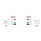 80522 - M12 cable L-coded 4 pin plug to socket PUR suitable for drag chains 5 m