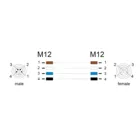 80526 - M12 Kabel L-kodiert 4 Pin Stecker gerade zu Buchse rechts gewinkelt PUR s