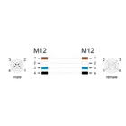 80527 - M12 Kabel L-kodiert 4 Pin Stecker gerade zu Buchse rechts gewinkelt PUR s