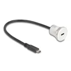 88183 - USB 10 Gbps Type-C Einbaubuchse mit Kabelpeitsche Stecker 30 cm Aluminium