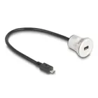 88184 - USB 2.0 Micro-B Einbaubuchse mit Kabelpeitsche Stecker 30 cm Aluminium