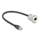 88187 - RJ45 Einbaubuchse mit Kabelpeitsche Stecker Cat.5e STP 30 cm Aluminium