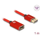 81081 - DisplayPort Verlängerungskabel 8K 60 Hz 1 m rot Metall ohne Einrastfunkti