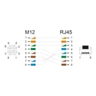 80591 - M12 cable X-coded 8 pin socket to RJ45 plug Cat.5e SFTP flexible 3 m