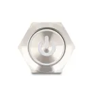 22051 - Druckschalter zum Einbau 22 mm 6 x Lötanschluss LED weiß Powersymbol Rin